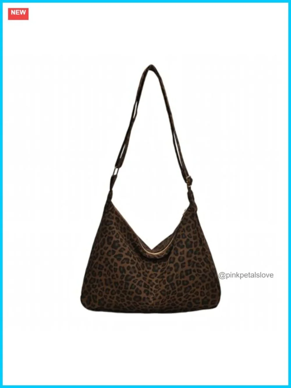Canvas Hobo Shoulder Bag with Zipper, Trendy Animal Print Tote, Lightweight